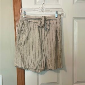 Beige Striped Women's Shorts